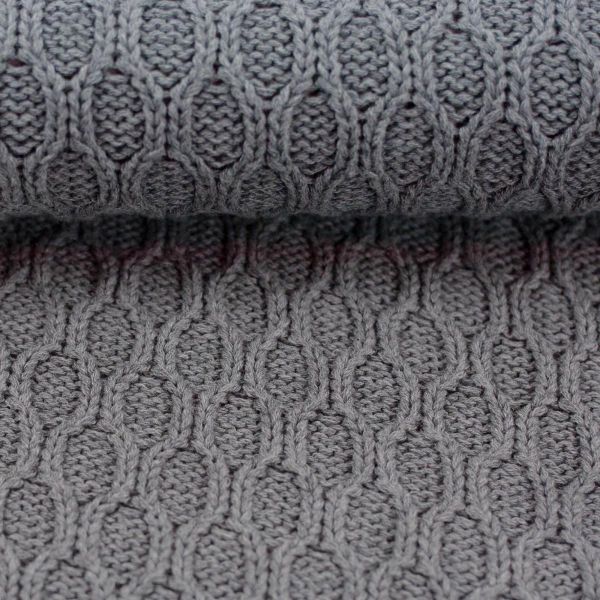 Weicher dicker Strickstoff mit Rautenmuster grau – Baumwollstrick Jonas von Swafing