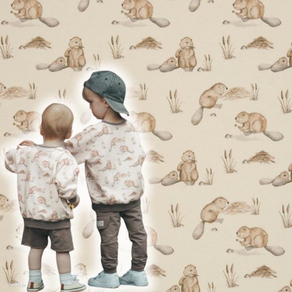 Sweat Biber Otter beige creme - Pond Life French Terry by Christiane Zielinski