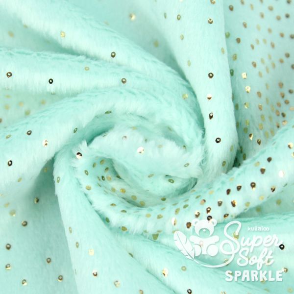 Kullaloo Plüsch SuperSoft Shorty Sparkle mint gold - Silky Minky Kuschel Nicki 100x75cm