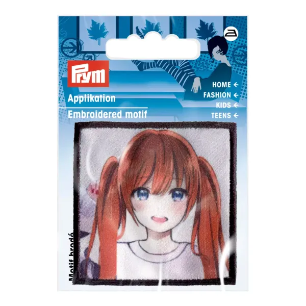 Bügelbild K-Pop Mädchen rote Haare – Applikation 55 × 55 mm