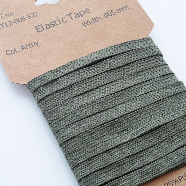 3m schmales Gummiband oliv grün 5mm breit – Maskengummi army