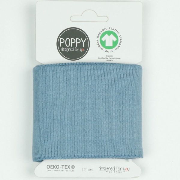 Fertigbündchen Cuff hellblau • Bio-Baumwoll Bündchen 135 cm • Poppy