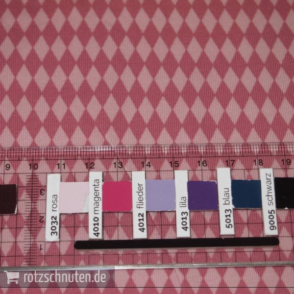 Baumwolljersey HARLEKIN Karo Rauten altrosa beere