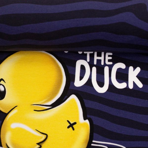 French Terry What the Duck - Ente gelb Wellen blau - Salty Soul by Thorsten Berger - 85cm Panel