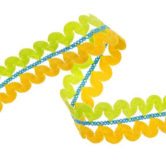 Doppel Zackenlitze 20mm breit gelb grün – Borte Spitze Zackenband