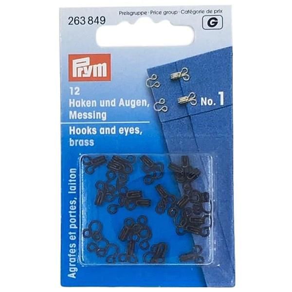 12 Haken & Augen von Prym in schwarz Gr. 1 Mini - Verschluß Haken Öse klein für Dessous Kleider Röck