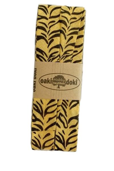 3m Schrägband Safari Tiger gelb - Animal Print Biasband Baumwolle 40/20/10