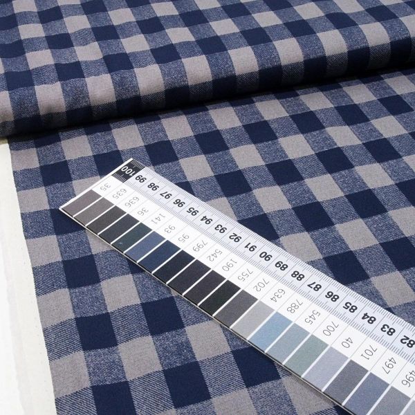 Baumwolle Vichy Karo Muster navy grau - Winter Playground