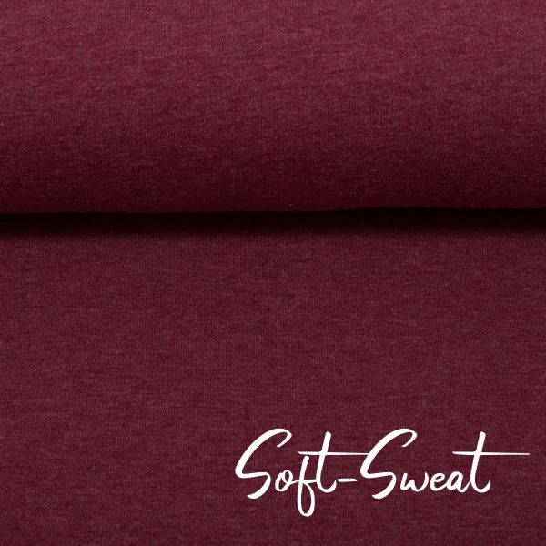 Soft Sweat uni bordeaux rot meliert - HEIKE Melange von Swafing