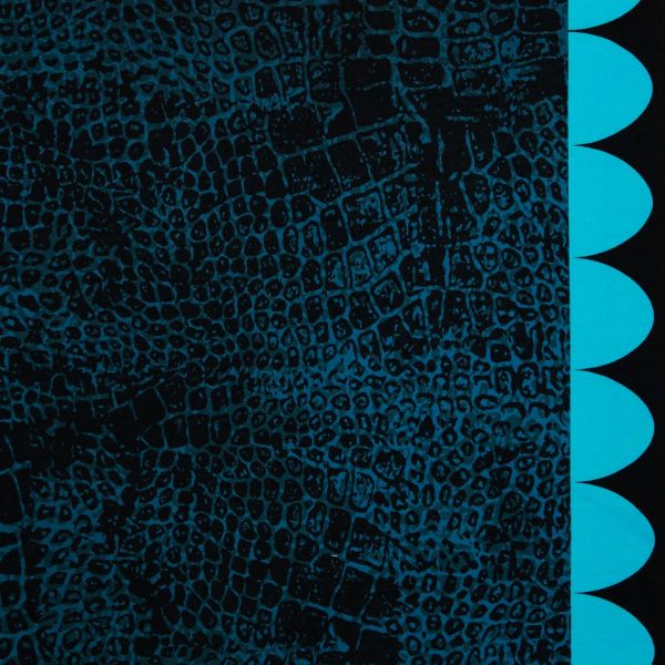 French Terry Monster petrol blau - Serie Monstal by Thorsten Berger - 85cm Panel