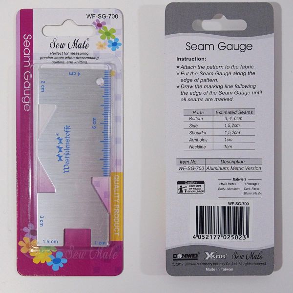Saumlineal 4x10cm aus Aluminium – Sew Mate Seam Gauge Westfalenstoffe