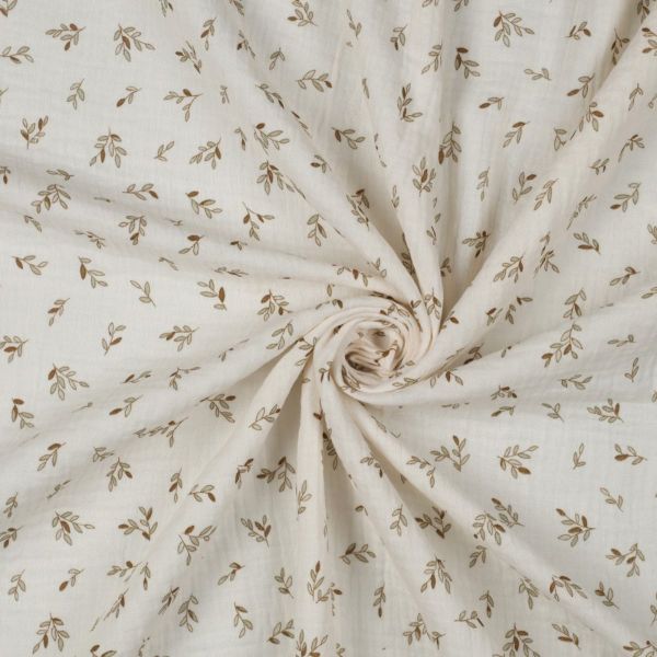 Musselin kleine Zweige natur - Double Gauze Small Leaves