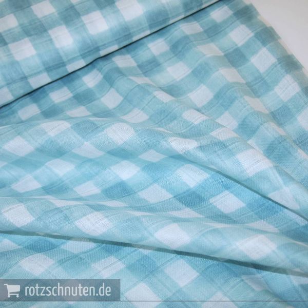 Baumwolle | Double Gauze Michel Miller Karo mint aqua weiß