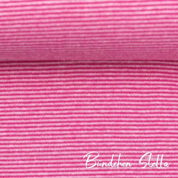 Bündchen Stella mit feinen Streifen rosa pink – Rib Stripes by Swafing