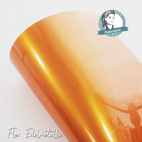 Flexfolie für Textildruck Edelmetallic A4 orange - Plotterfolie von Plottermarie Flex 90µ