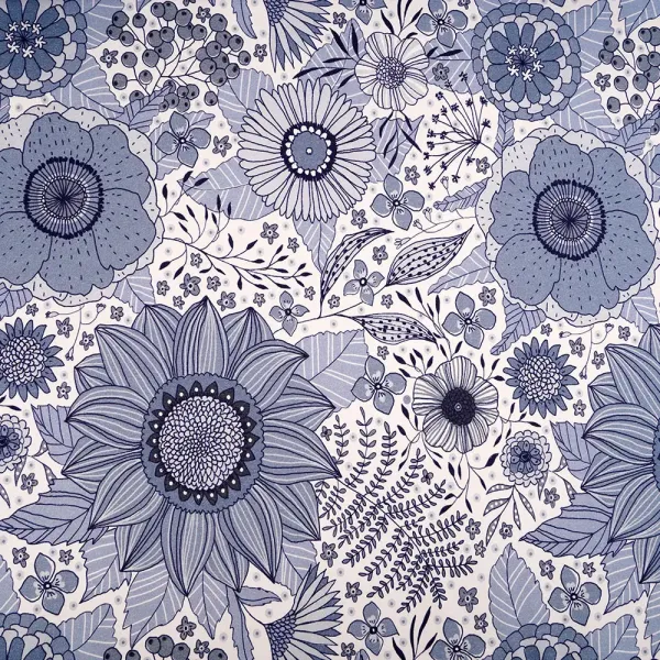 Bio Baumwolljersey Susalabims Maxi Sommerblumen graublau vom Stoffonkel