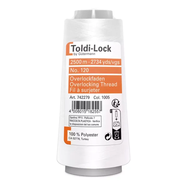 Gütermann Toldi-Lock Overlockgarn 2500 m – Weiß 1005 – No. 120