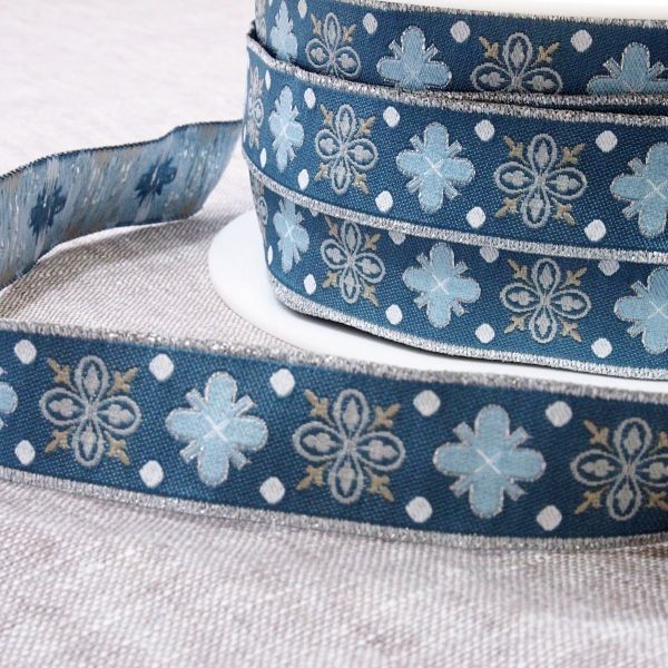 Webband - Ornamente graublau silber - von Acufactum
