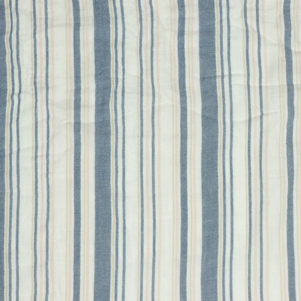 Baumwolle Musselin Streifen blau weiß beige – Double Gauze Yarn Dyed Stripes navy