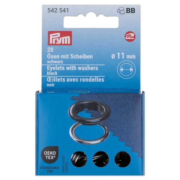 20 Ösen mit Scheiben 11mm schwarz - für das Prym Vario Creative Tool