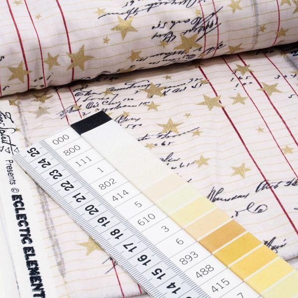 Baumwolle Sterne gold Listen Schrift Retro Vintage - Yuletide Tim Holtz Christmas List