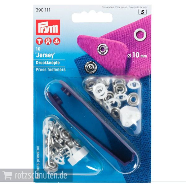 10 Jersey Druckknöpfe PRYM – 10mm weiß mit Werkzeug - Metall Druckknopf