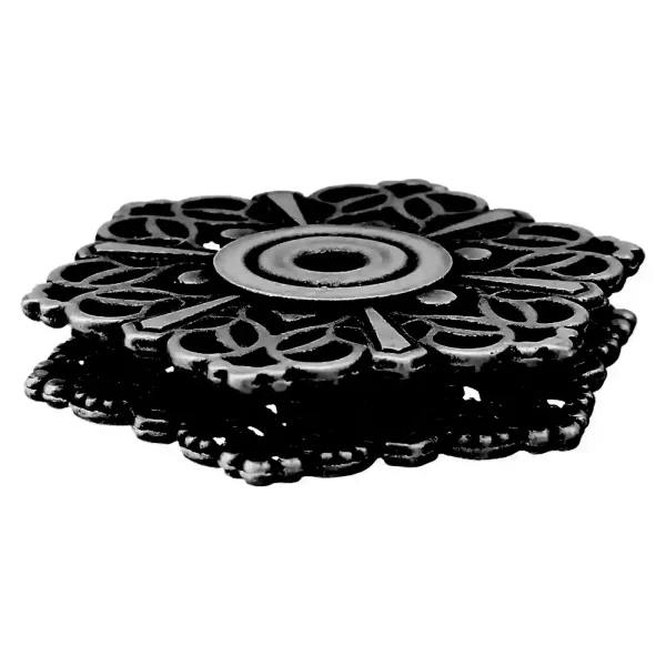 Dekorativer Annäh-Druckknopf aus Metall 32mm schwarz mit floralem Muster