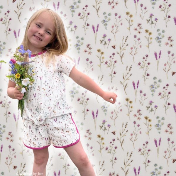 Double Slub Musselin zarte Blüten Gräser weiß – Double Gauze Wild Meadow by Swafing