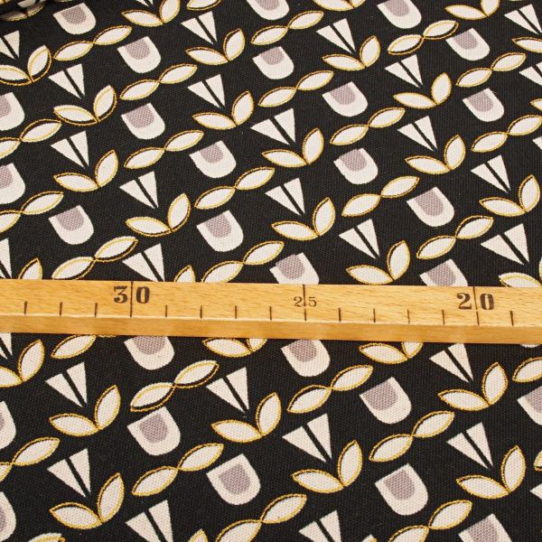 Kokka Leinenstoff Tulpen schwarz gold Monochrome von Ellen Baker
