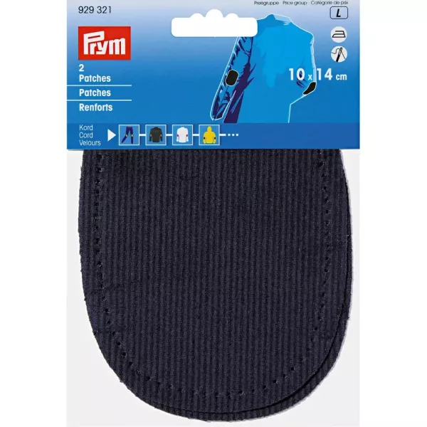 2 Reparatur Patches Kord navy dunkelblau für Knie & Ellenbogen oval 14x10cm aufbügelbarer Cord Flick