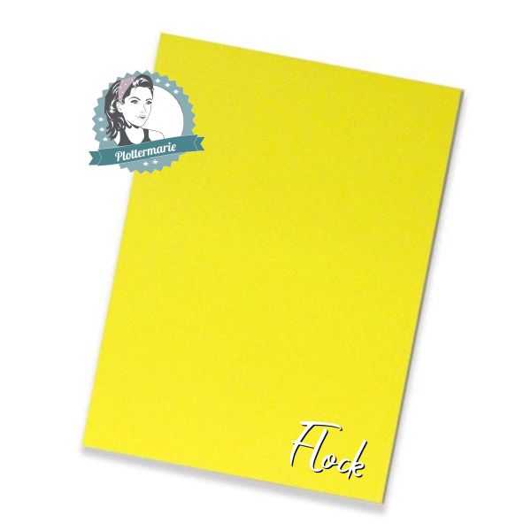 Flockfolie für Textildruck neon gelb A4 - Plotterfolie von Plottermarie Flock Velours 480µ