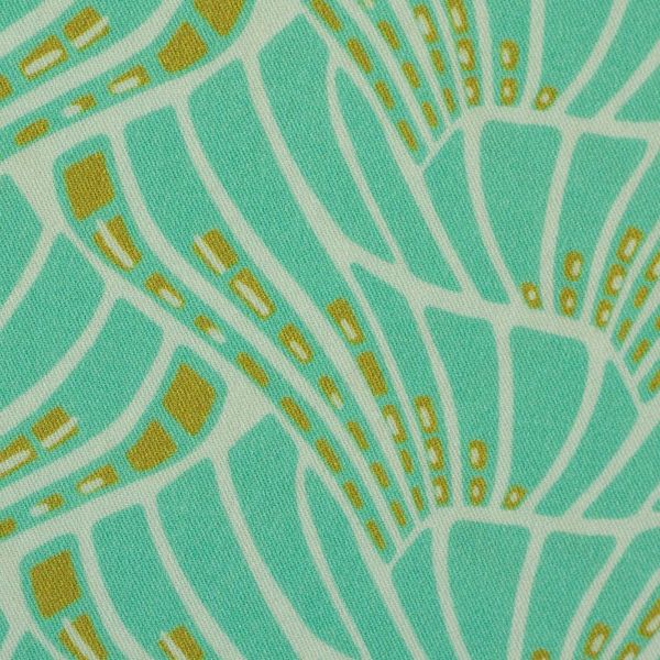 Viskose Webware Retro Blüten mint - Art-Déco Serie Vienna Coral von Swafing