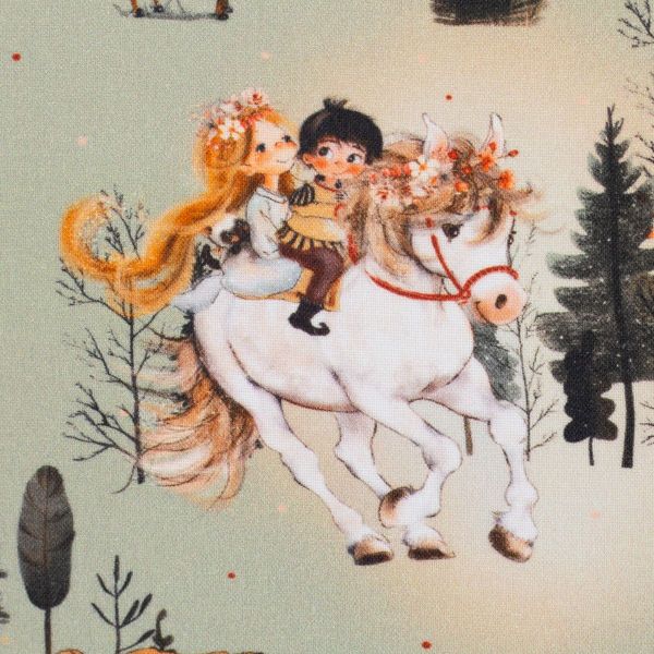 Baumwolle Märchen Rapunzel dusty green - Serie Fairy Tale von Swafing