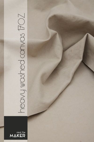 Heavy Washed Canvas hellbeige sand - Mind the Maker 17 OZ grey mist kräftige Baumwolle für Taschen