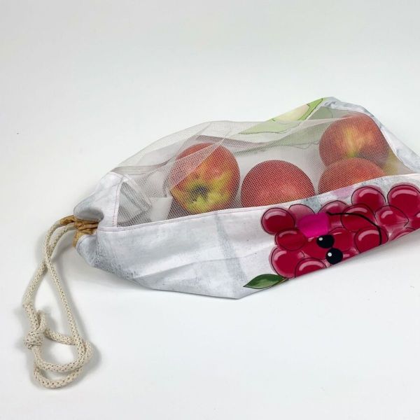 Baumwollstoff Carry Bags von Cherry Picking Brot und Obstbeutel - Panel 95x145cm