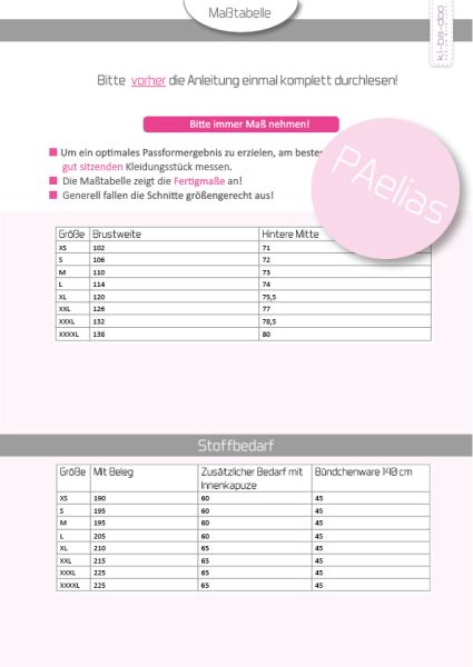 Schnittmuster Herren Hoodie PAelias von KiBaDoo Gr. XS-XXXXL