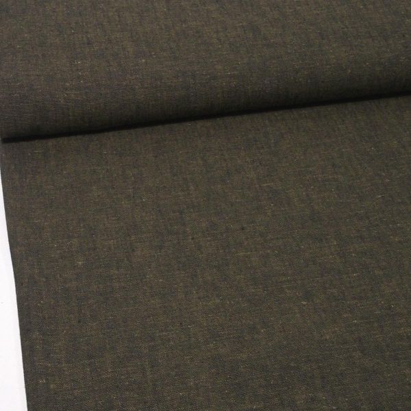 Leinen baumwoll Mix COFFEE für Kleidung und Accessoires - braun melierter Leinenstoff