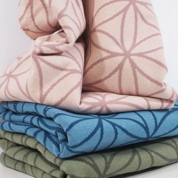 Bio Strick Jacquard Blüte altrosa woodrose vom Stoffonkel - Blume des Lebens