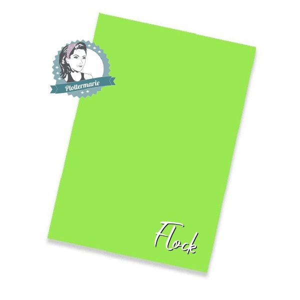 Flockfolie für Textildruck neon grün A4 - Plotterfolie von Plottermarie Flock Velours 480µ