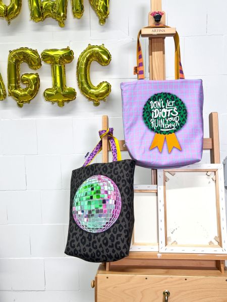 DIY Nähset Cherry Picking Bag Discokugel und Button - Beutel Tasche Panel 95x140cm