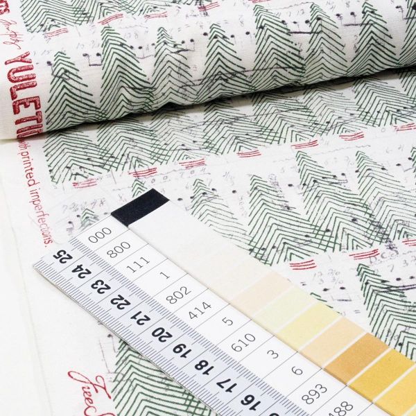 Baumwolle Tannenbäune Noten Retro Vintage - Yuletide Tim Holtz Holiday Symphonie multi