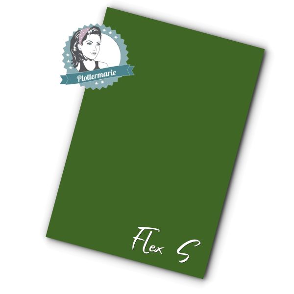Flexfolie für Textildruck olive dunkelgrün A4 - Plotterfolie von Plottermarie Flex S Premium 80µ