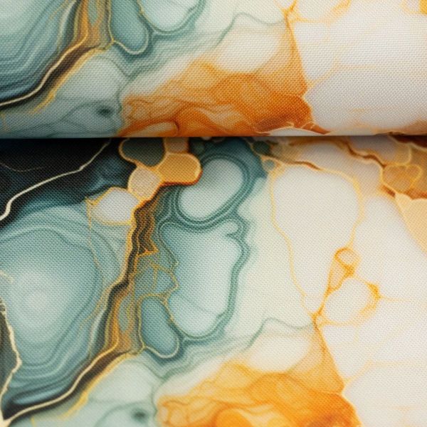 Oxford Gewebe für Taschen - Flowing Bloom - Marmor smaragd kupfer – Design von Sarah Mariam für Swa