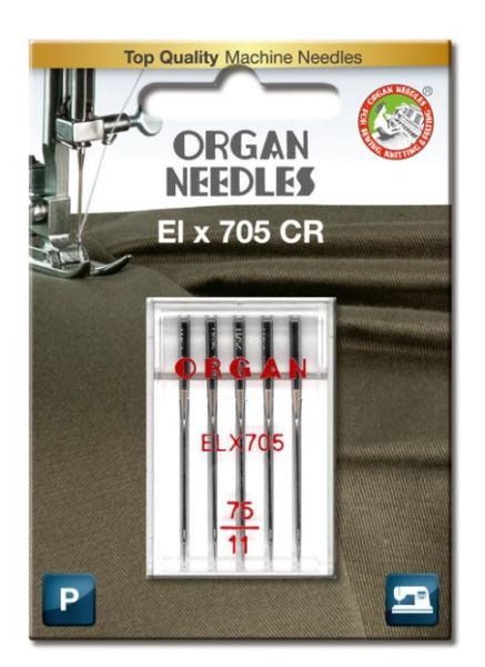 ORGAN Nähmaschinen Nadeln – EL x 705 75/11 – für Coverlock und Overlock