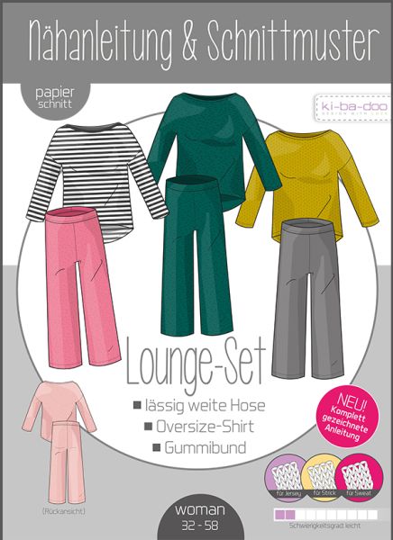 Schnittmuster Lounge Set - lässige Hose Oversize Shirt von KiBaDoo Gr. 32-58
