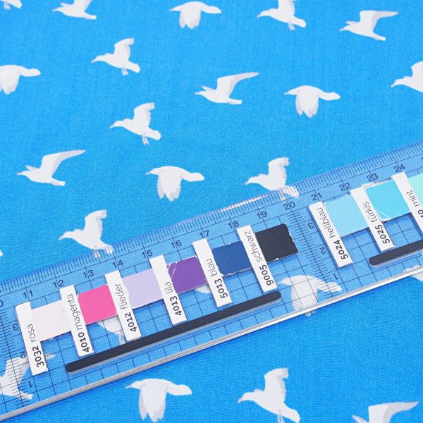 Sommerstoff Möwe blau – maritimer luftig leichter Blusen & Kleiderstoff