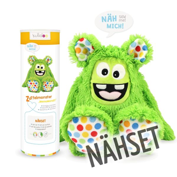 Kullaloo Monster MEMOMONSTI grün bunt – Nähset für ein Kuscheltier
