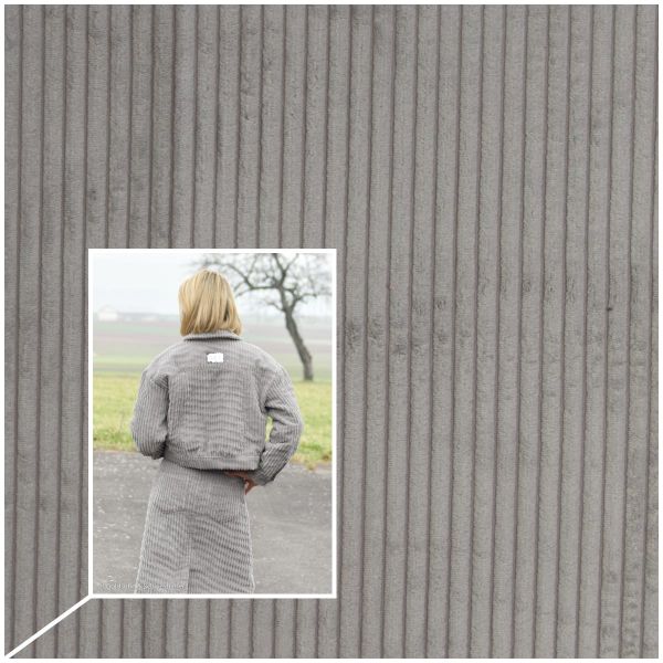 Samtcord uni hellgrau – robuster Breitcordstoff für Möbel & Taschen Wanja von Swafing