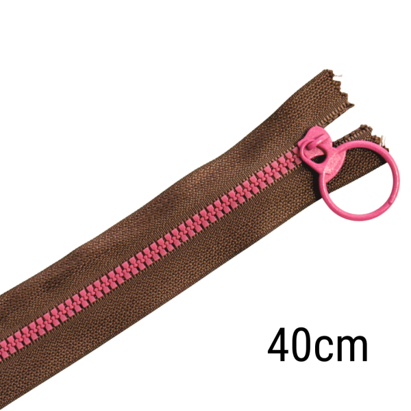 Reißverschluss Color Pop 40cm lang braun pink für Taschen & Mäppchen