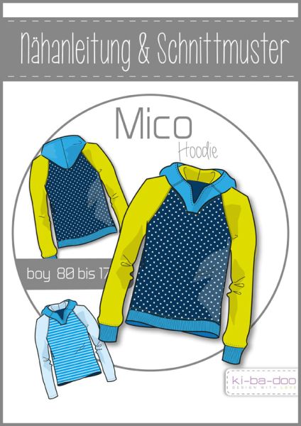 Schnittmuster Raglan Hoodie Mico von KiBaDoo